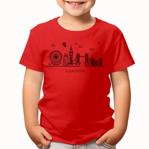 London Skyline England UK Tower Souvenir Gift Boys Girls Kids T-Shirts #TA-51 - Picture 1 of 8