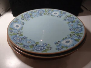Three Taylor Smith Taylor Azure 10 Inch Dinner Plates. Turquoise - Picture 1 of 3