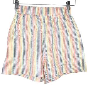 Marine Layer Karleigh Short Women XS Hemp Rainbow Stripe Pockets Stretch Pull On - Picture 1 of 9