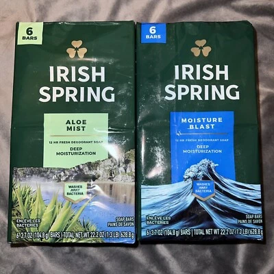2 Pack Irish Spring Bar Soap (6/3.7oz, 22.2oz/pack), Alo + Moisture Blast - Image 1 of 3
