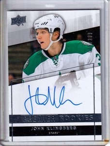  2014-15 Upper Deck Premier #67 John Klingberg RC AUTO /299 - Dallas Stars