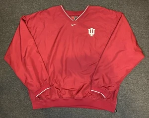 Vtg Rare Nike Indiana Hoosiers Center Swoosh V-Neck Pullover Jacket Red Men 2XL - Picture 1 of 8