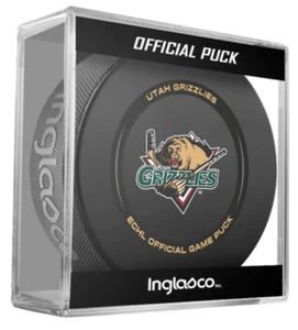 Disco de hockey oficial ECHL Utah Grizzlies 2023-2024 con cubo - NUEVO - Imagen 1 de 4