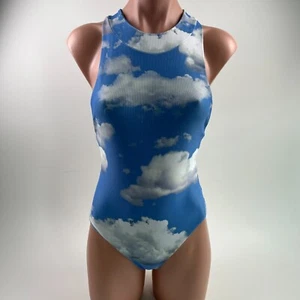 Beach Riot One Piece Azure Clouds Crossback Swimsuit Blue/White Size XS NWT - Picture 1 of 12