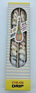 Vintage 1970s Color Drip Taper Candles Set of 2 Made in Japan Boho 12" Groovy - Picture 1 of 6