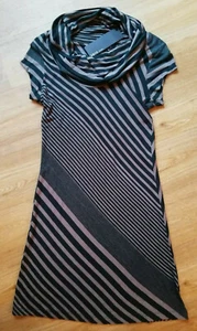 Kurzarm Kleid Shirtkleid diagonal gestreift braun schwarz Streifen zero Gr XS 34 - Bild 1 von 3