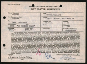 MY FOOLISH HEART / Regina Wallace 1949 signed Day Player Vertrag "Mrs Crandall" - Bild 1 von 1