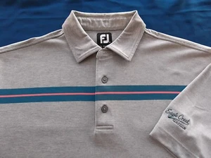 FOOTJOY - LISLE STRETCH POLYESTER SPANDEX GOLF POLO - L - LOGO - STRIPES - Picture 1 of 6