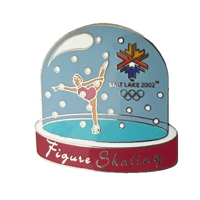 2002 SALT LAKE CITY Olympic Games Lapel Hat Pin Figure Skating Snow Globe - Image 1 of 2