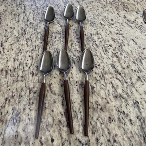 Vintage Suppenlöffel Silberbesteck Kanu Stil Mid Century 6er Set Edelstahl - Bild 1 von 6