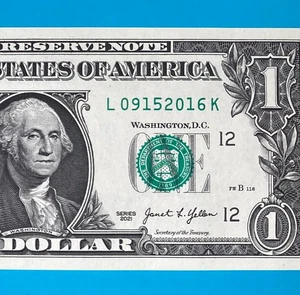 September 15, 2016 (L 09152016 K) BIRTHDAY Note $1 One Dollar Bill *UNC* - Picture 1 of 4
