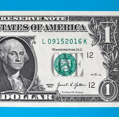 September 15, 2016 (L 09152016 K) BIRTHDAY Note $1 One Dollar Bill *UNC* - Image 1 of 4