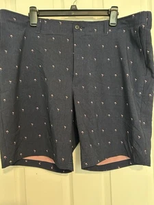PRO TOUR Herren Golfshorts Gr. 40 marine pink Flamingos bestickt Flatfront - Bild 1 von 6
