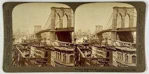 SV024_065 Stereoview NY Brooklyn Bridge the most gigantic of Suspension Bridges, - Picture 1 of 1
