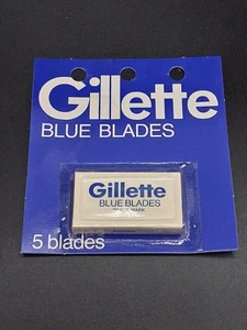 Vintage 1987 Gillette Blue Blades 5 Count Pack Mint On Mint Card New Old Stock  - Bild 1 von 2