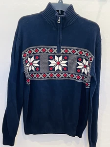 Men Original Weatherproof Vintage Navy Blue Sweater Zipper Size:M  100%cotton  - Picture 1 of 9