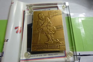 Barra de tarjetas 4 OZ MICKEY MANTLE BRONCE COMO NUEVA 1992 MARVEL RARO CERTIFICADO DE AUTENTICIDAD AFILADO M5B - Imagen 1 de 5
