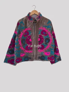 Suzani Samtjacke Gypsy Boho Festival bestickt Jacke Artisan Made - Bild 1 von 5