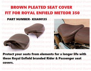 " BROWN PLEATED SEAT COVER," FIT FOR ROYAL ENFIELD METEOR 350 - Picture 1 of 5