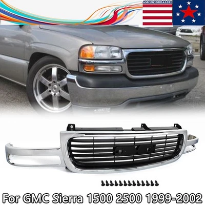 Chrome Shell Grille For 2000-2006 GMC Yukon&XL 1999-2002 Sierra 1500 2500 SLT - Image 1 of 4