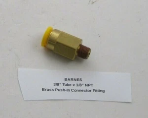 BARNES 3/8" Tube x 1/8" NPT Push-In Brass Connector Fitting - Prepaid Shipping - Picture 1 of 3