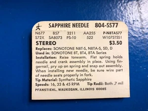 Tocadiscos Pfanstiehl de colección nuevo en stock aguja # 804-SS77 - Imagen 1 de 3