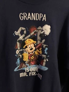 Vintage Mickey Mouse Disney Store Grandpa Is Our Mr Fix It Sweatshirt M Navy - Picture 1 of 4
