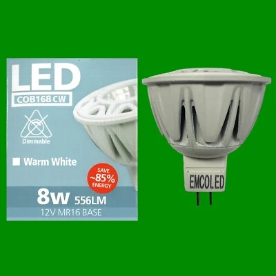 8x 8W (=50W) LED MR16, 12V, GU5.3, Warm White Reflector Spot Light Bulb Lamps - Image 1 of 4