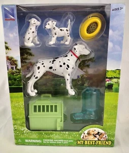 Dalmatian Dog & Puppy Play Set Plastic Toy "My Best Friend" Accessories New-Ray - Picture 1 of 6