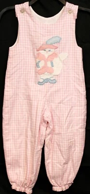 VTG Kelly's Kids Pink Plaid Bubble Jumper 3T Fancy Fluffy Cat in Heels Summer - Image 1 of 4