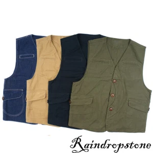 Chaleco vintage de lona de bolsillo para caza pesca al aire libre chaleco chaqueta para hombre - Imagen 1 de 23