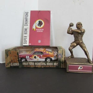 3 PC WASHINGTON REDSKINS MEMORABILIA (DVD/BOOKEND/FORD MUSTANG BANK) - Picture 1 of 1