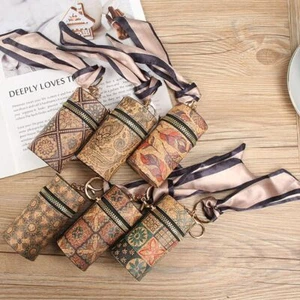 PU Mini Lipstick Bag Wood Grain Key Coin Purse Headphone Bag Bag Accessories - Picture 1 of 13