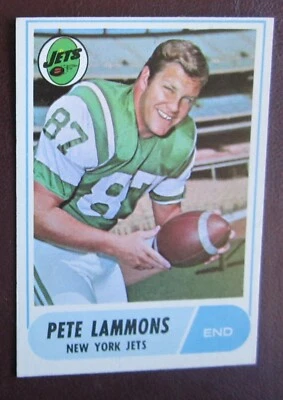 1968 Topps Pete Lammons (New York Jets) #143 EX/NRMT - Image 1 of 2