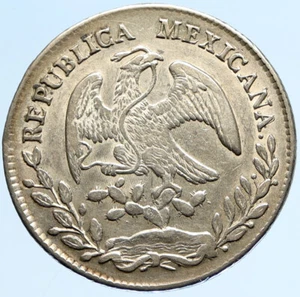 1877 Do CP MEXICO Large Eagle Sun Antique Mexican Silver 8 Reales Coin i97096 - Picture 1 of 3