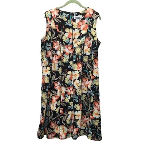 Cottagecore Sundress Women Size Large Black Floral Back Zip Sleeveless - Picture 1 of 6