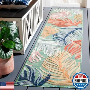 SAFAVIEH Cabana Collection Runner Rug - 2' x 10', Green and Rust, Indoor/Outd - Picture 1 of 5