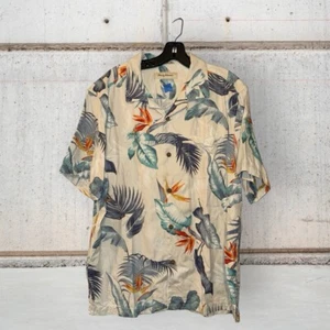 Tommy Bahama Hawaiian “Bird's Eye View” Crema de Seda Aloha Tropical Island Talla L - Imagen 1 de 4