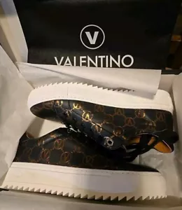 Valentino BEATRICE Black/Gold Leather Sneakers Size 8 US/38 EU MSRP $499.99 - Picture 1 of 6