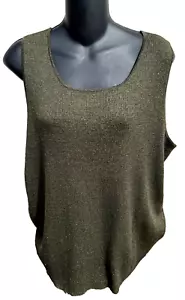 Coldwater Creek Sweater Shell Sleeveless Metallic Green Silk Blend Size 2XL - Picture 1 of 5