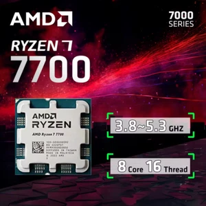 New AMD Ryzen 7 7700 AM5 CPU Processor R7 7700 3.8 GHz 8-Core 16-Thread OEM/TRAY - Afbeelding 1 van 5
