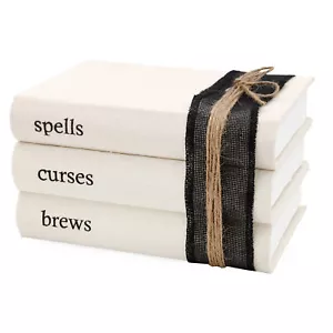 Halloween Faux Witches' Book Stack; Decorative Set with Burlap Ribbon Wrap - Picture 1 of 9