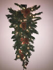 40693C 36" Mixed River Pine Cone 35 Lights Wall Mount Christmas Tree Space Saver