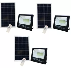 3 X Faro A Led Da 200W SMD Luce Bianca Con Pannello Solare Sensore E Telecomando - Foto 1 di 6