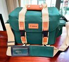 Vintage Canon Green Canvas Camera Bag Large W/Dividers Pockets