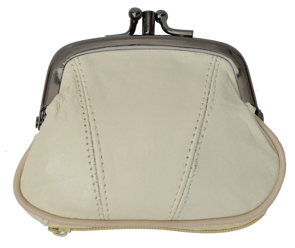 Cartera de cuero genuino para mujer con soporte para cambio de doble cierre Foto 1 de 4