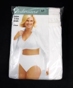 NEW Underscore WOMENS Hi-Cut Cotton Briefs Size 7 Large 3 Pack White JC Penney - Picture 1 of 3