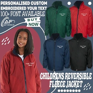 Personalised Custom Embroidered Uneek Fleece Jacket Children's Full Zip Length - Picture 1 of 11