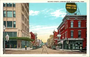 Postal Henderson's Drug Store Second St Muscatine Iowa frontera blanca sin publicar - Imagen 1 de 2