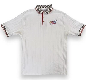 Nascar Herren Hemd weiß Polo großer karierter Kragen bestickt Baumwolle Rennen USA - Bild 1 von 13
